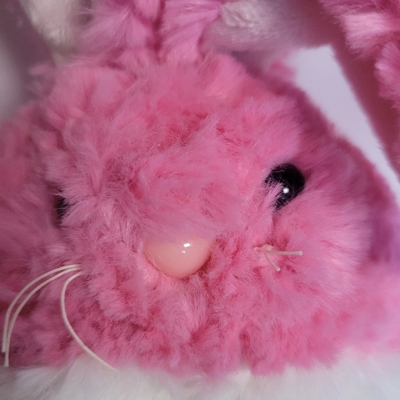 Aurora Jelly Roll Tulip Bean Bag Bunny Plush Pink White - Picture 2 of 7
